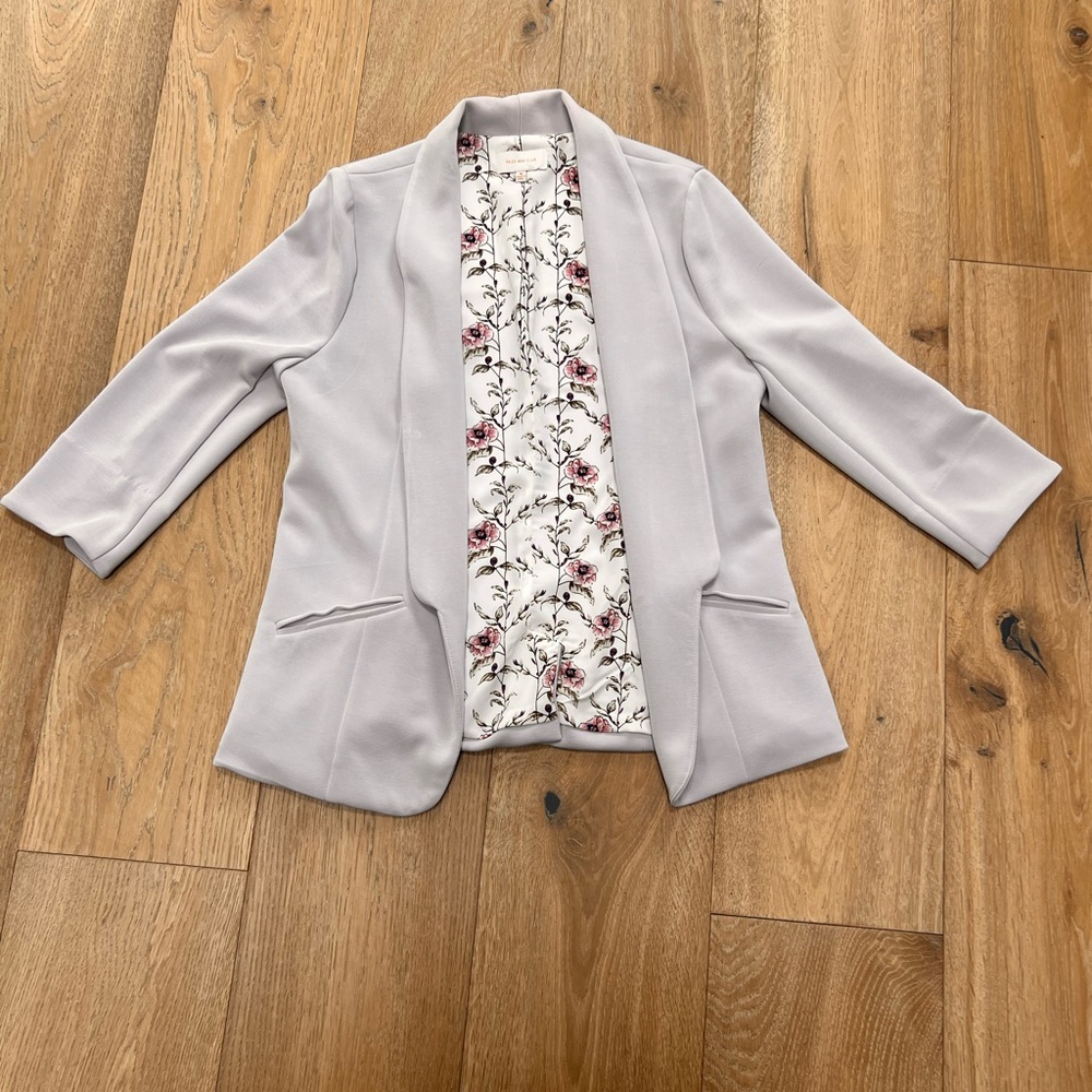 Skies Are Blue Gray and Pink Blazer with Floral Lining